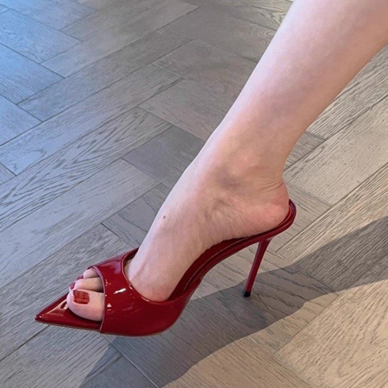 Peep Toe Heels - ナイトクラブファッション 薄型ハイヒール 夏用 レディーススリッパ ファッション ピープトゥ