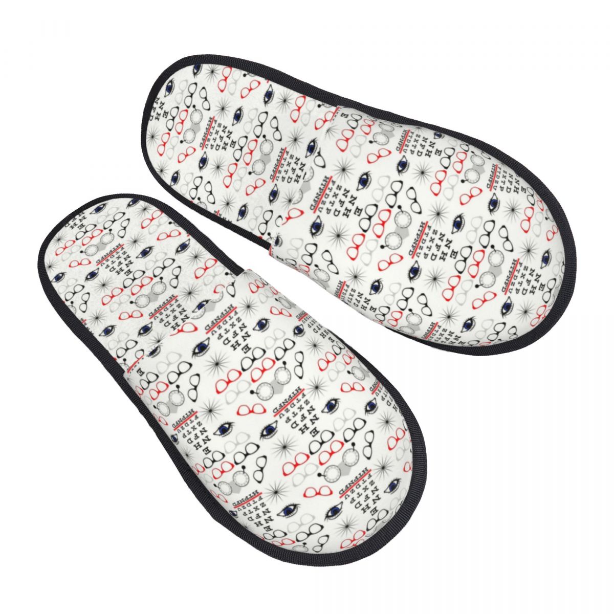 Shoes Women Chart - カスタム面白い眼鏡士/検眼医ゲスト用スリッパ、スパ女性用視力表柄ハウススリッパ