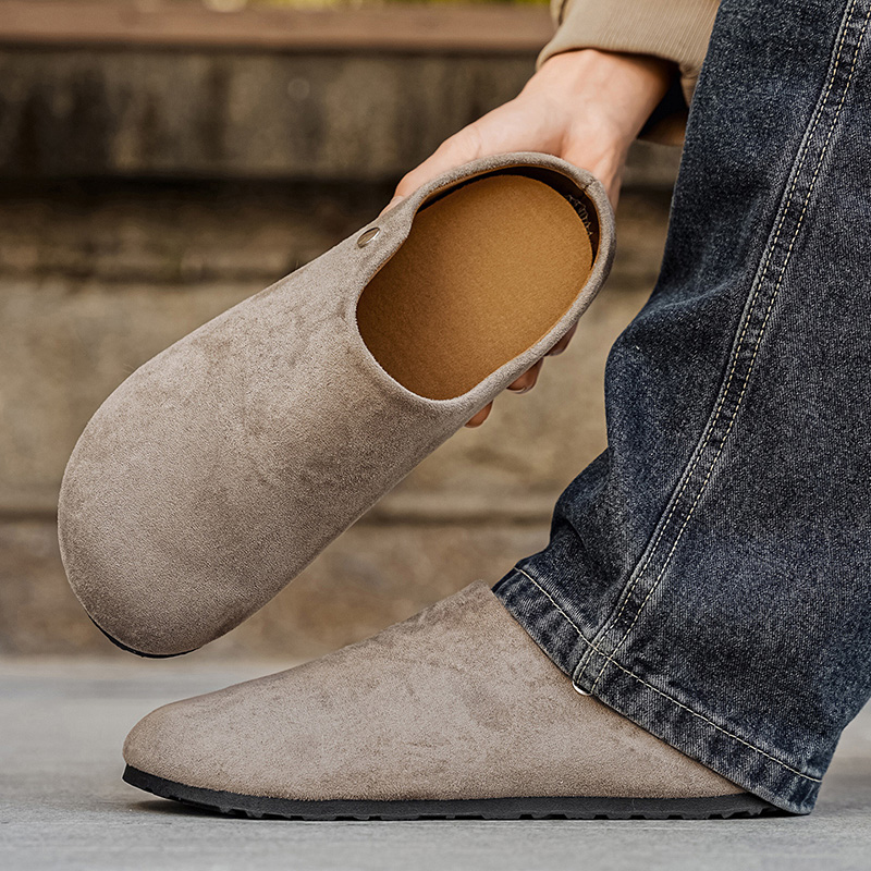 Women'S Shoes With Arch Support - メンズスエードレザースリッパミュール、レディースコンフォートポテトシューズ、ファッションフットベッドメンズクロッグシューズ、アーチサポート付きコルクウィンターシューズ