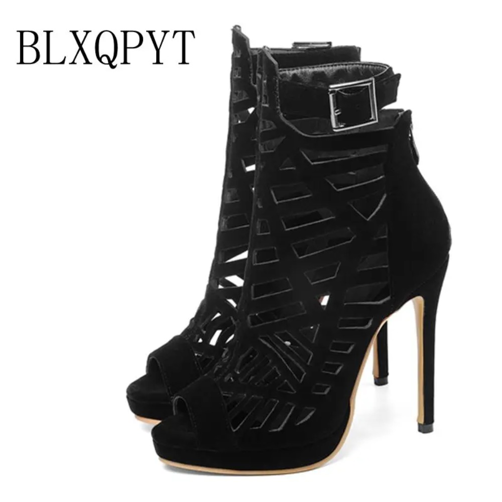 Peep Toe Heels - BLXQPY スーパービッグサイズ 28-52 ハイヒールサンダル女性のセクシーなファッションピープトウバックジップサマースタイルプラットフォームサンダル 19-155