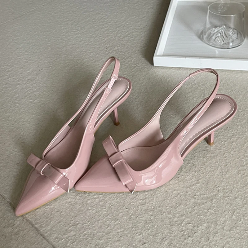 Women Shoes Zara - Eilyken-女性用バタフライノット付きスリングバック,先のとがったつま先のパンプス,薄いヒール,パーティーシューズ,セクシー,大きいサイズ35-43,新しいデザイン