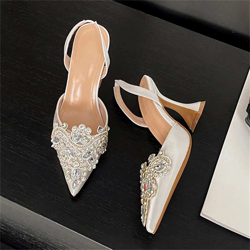 Women Shoes Zara - Eilyken-女性用クリスタルダイヤモンドスリングバックパンプス,先のとがったつま先,ハイヒール,エレガントな靴,結婚披露宴,春のファッション
