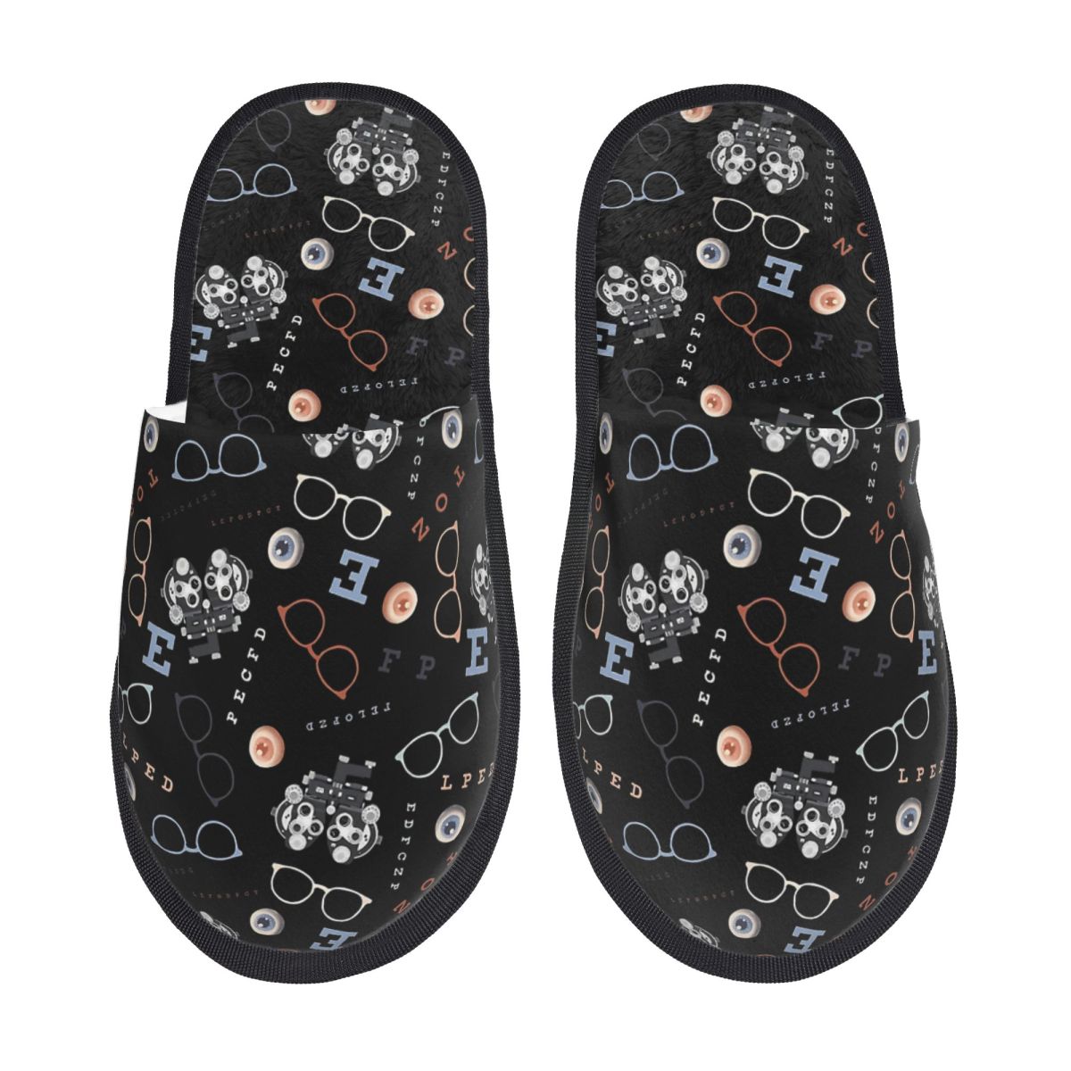 Shoes Women Chart - カスタムプリント女性用スネレンチャートと眼鏡柄ハウススリッパ居心地の良い暖かい低反発ふわふわスリッパ屋内屋外用シューズ