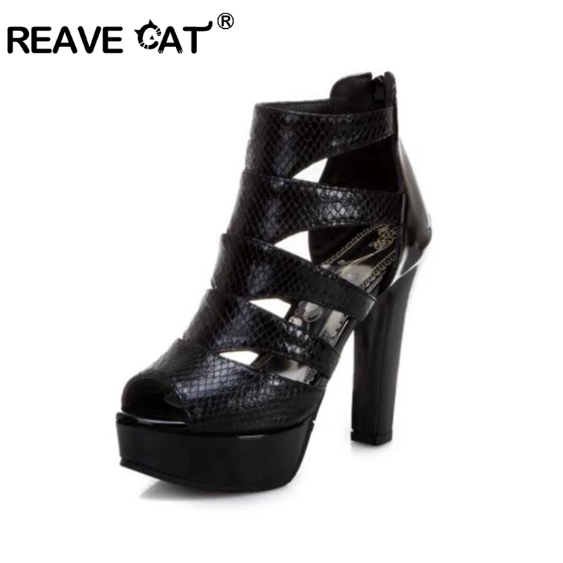 Peep Toe Heels - リーブキャットピープトウ女性用チャンキーヒール、女性用ハイヒール、プラットフォームパーティーシューズ、セクシー、サイズ34-50、11.5cm、f1493