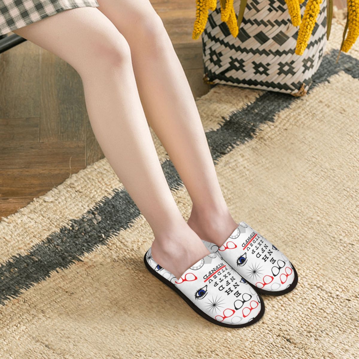 カスタムプリント女性用スネレン視力表楽しいデザインハウススリ - Shoes Women Chart のレビューと価格