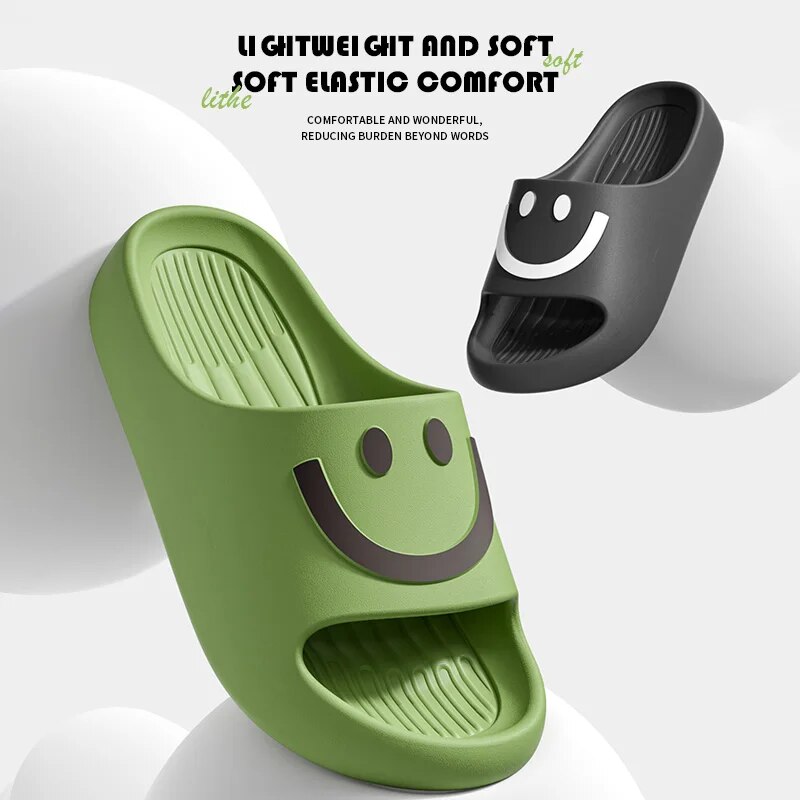 スマイリーフェイス クラウドスリッパ 男女兼用 厚底 プラッ - Women'S Shoes For Flat Feet のレビューと価格
