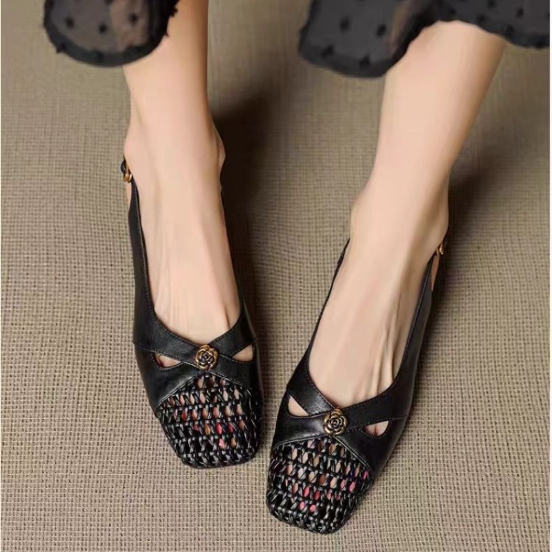 レディース フレンチスタイル クローズドトゥ サンダル、チャ - Slingback Pumps Women のレビューと価格