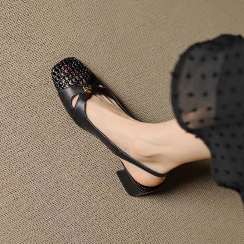 レディース フレンチスタイル クローズドトゥ サンダル、チャ - Slingback Pumps Women のレビューと価格