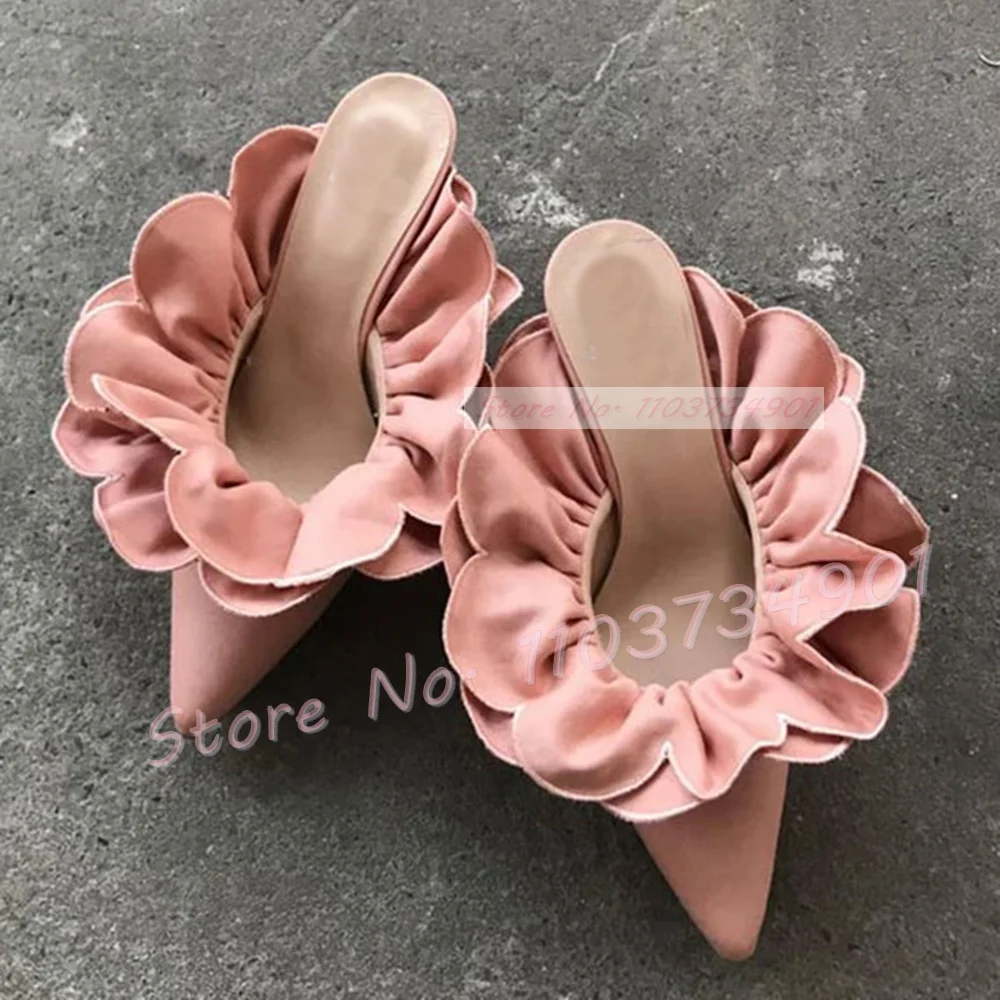 女性のための白い花のサテンの先のとがったつま先のスライド、カ - Women Shoes Zara のレビューと価格