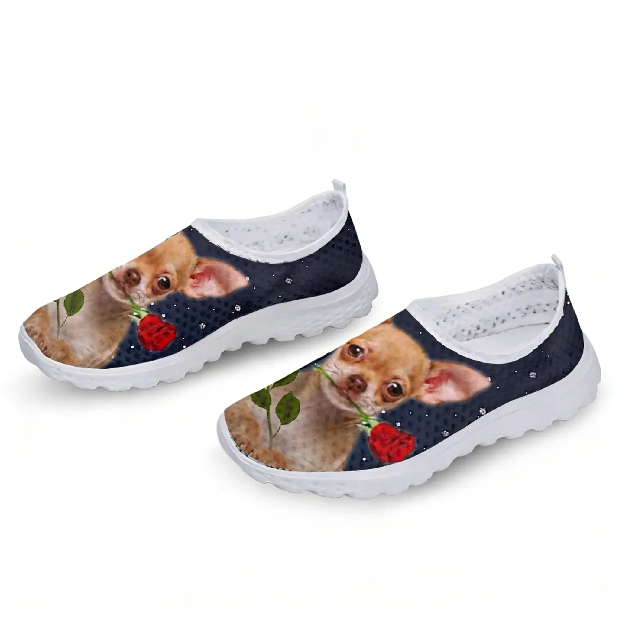 チワワローズフラワーデザインメッシュ高品質スニーカー女性男性 - Women Shoes Tennis のレビューと価格