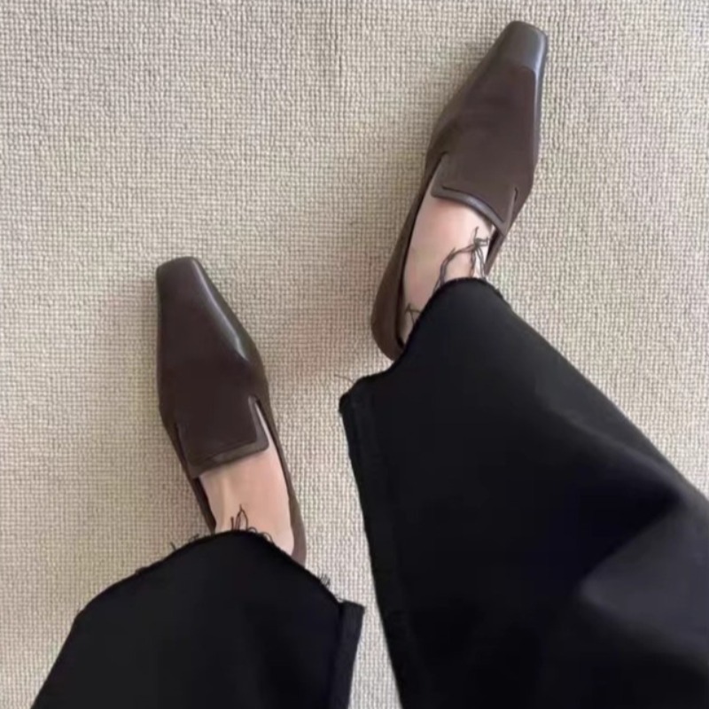 レトロスクエアトゥディープマウススリッポンローヒールレディー - Slingback Pumps Women のレビューと価格