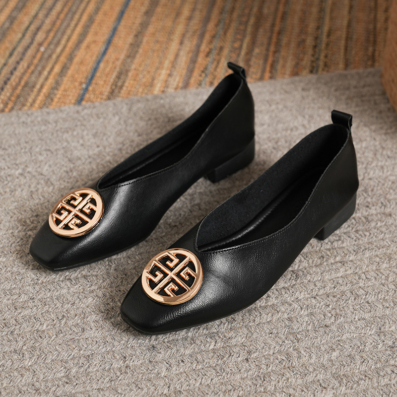 女性のスクエアトゥローヒールソリッドカラーレトロカジュアルフ - Women Shoes Zara のレビューと価格