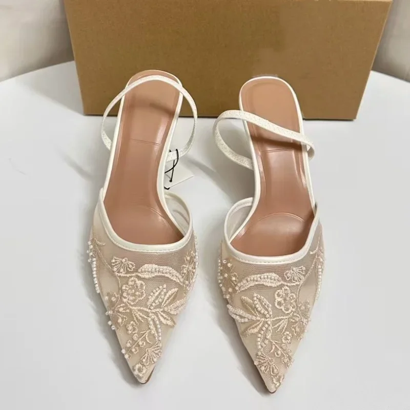 ブランドデザイナー白人女性の結婚式のパンプスメッシュ刺繍花バ - Women Shoes Zara のレビューと価格