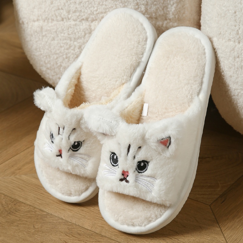 かわいい猫のぬいぐるみ風ビーチサンダル、男女兼用、暖かいふわ - Women'S Shoes For Flat Feet のレビューと価格