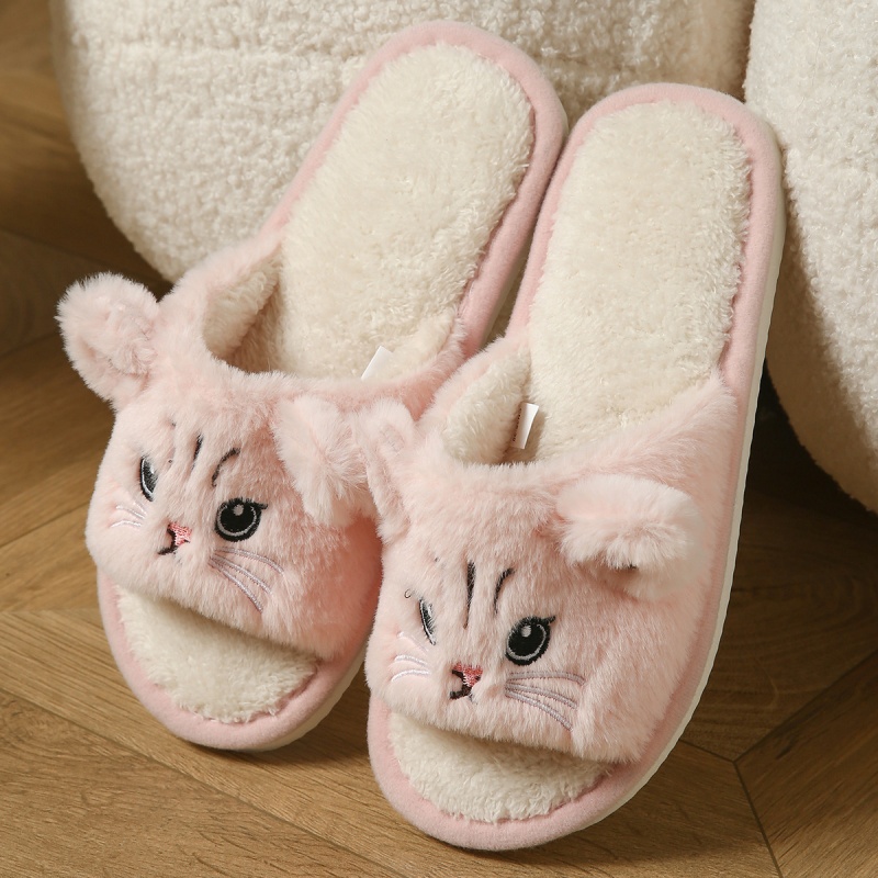 かわいい猫のぬいぐるみ風ビーチサンダル、男女兼用、暖かいふわ - Women'S Shoes For Flat Feet のレビューと価格