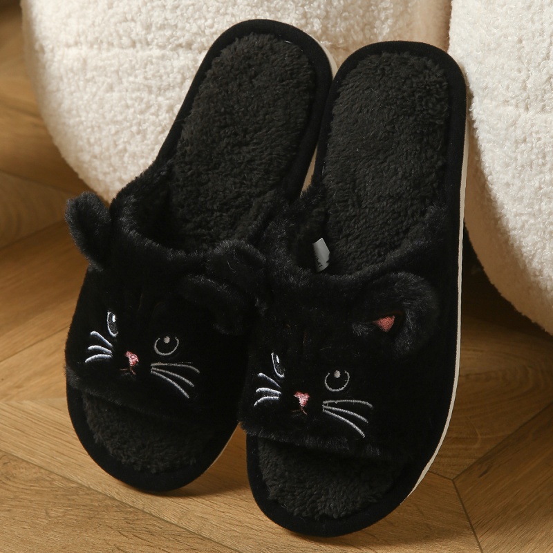 かわいい猫のぬいぐるみ風ビーチサンダル、男女兼用、暖かいふわ - Women'S Shoes For Flat Feet のレビューと価格