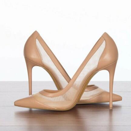 セクシーなヌードピンクと黒のスエードメッシュパッチワーク、浅 - Women'S Shoes In Size 12 のレビューと価格