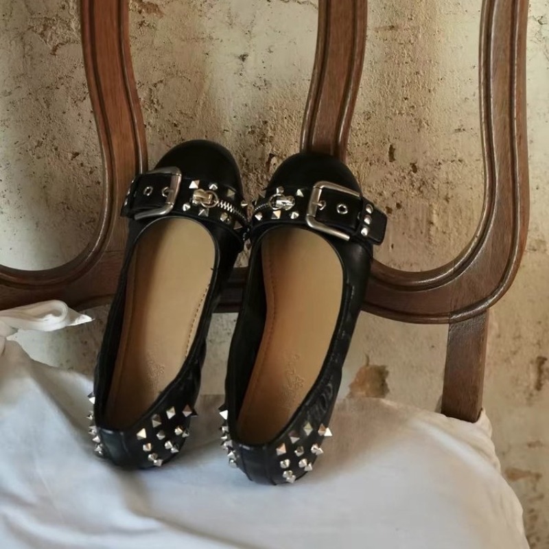 ボルトラウンドヘッドシングルシューズレディースレザーバックル - Slingback Pumps Women のレビューと価格