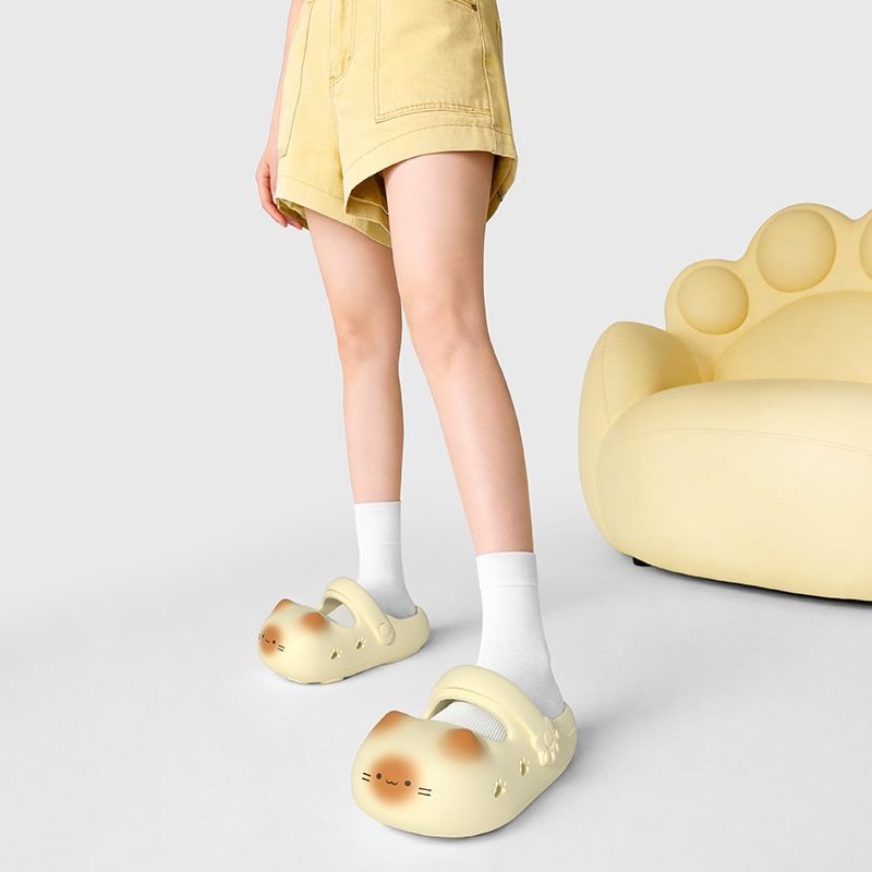 女性用新作クリエイティブブラックキャットスリッパ、夏用ソフト - Women'S Shoes For Flat Feet のレビューと価格